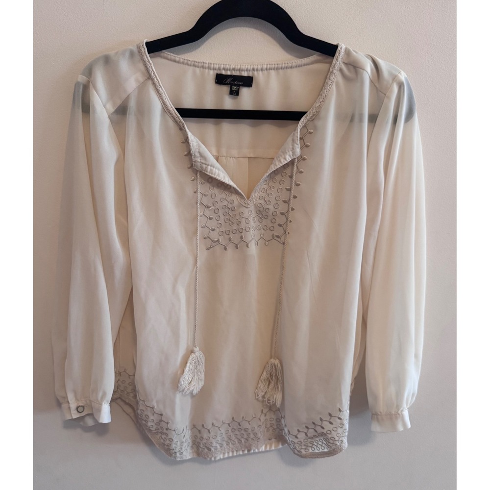 Fairy Boho Embroidered Tassel Blouse Cottagecore Romantic Peasant Whimsical Top